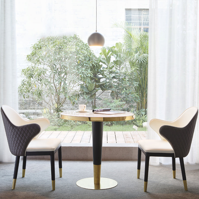 Glam Style Sintered Stone Dining Set 1/2/3/4/5 Pieces Dining Set for Dining Areas 3 Pieces: Table, 2 Chairs Clearhalo 'Dining Room Sets' 'Dining Tables & Seating' 'dining_room_set' 'furn' 'furn_dining_room_set' 'Furniture' 'furniture_dining_room_set' 'Kitchen & Dining Furniture' 4859645