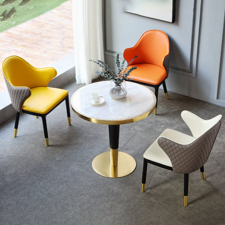 Glam Style Sintered Stone Dining Set 1/2/3/4/5 Pieces Dining Set for Dining Areas Clearhalo 'Dining Room Sets' 'Dining Tables & Seating' 'dining_room_set' 'furn' 'furn_dining_room_set' 'Furniture' 'furniture_dining_room_set' 'Kitchen & Dining Furniture' 4859651