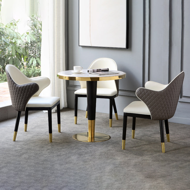 Glam Style Sintered Stone Dining Set 1/2/3/4/5 Pieces Dining Set for Dining Areas Clearhalo 'Dining Room Sets' 'Dining Tables & Seating' 'dining_room_set' 'furn' 'furn_dining_room_set' 'Furniture' 'furniture_dining_room_set' 'Kitchen & Dining Furniture' 4859653