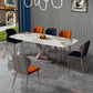 Nordic Glam Rectangle Sintered Stone Dining Table Set 1/4/5/6/7 Pieces Dining Set 7 Pieces: Table, 3 Blue+3 Orange Chairs Clearhalo 'Dining Room Sets' 'Dining Tables & Seating' 'dining_room_set' 'furn' 'furn_dining_room_set' 'Furniture' 'furniture_dining_room_set' 'Kitchen & Dining Furniture' 4859658