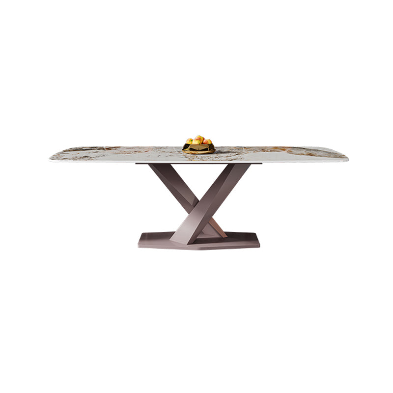 Nordic Glam Rectangle Sintered Stone Dining Table Set 1/4/5/6/7 Pieces Dining Set Gold 63"L x 31"W Clearhalo 'Dining Room Sets' 'Dining Tables & Seating' 'dining_room_set' 'furn' 'furn_dining_room_set' 'Furniture' 'furniture_dining_room_set' 'Kitchen & Dining Furniture' 4859660