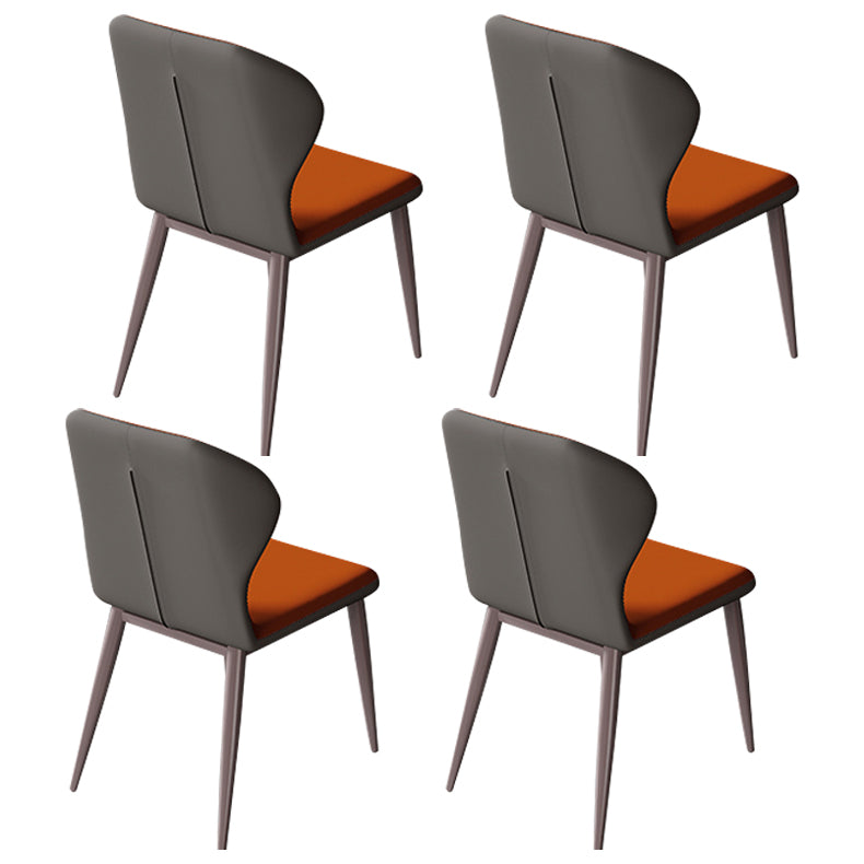 Nordic Glam Rectangle Sintered Stone Dining Table Set 1/4/5/6/7 Pieces Dining Set 4 Orange Chairs Clearhalo 'Dining Room Sets' 'Dining Tables & Seating' 'dining_room_set' 'furn' 'furn_dining_room_set' 'Furniture' 'furniture_dining_room_set' 'Kitchen & Dining Furniture' 4859666