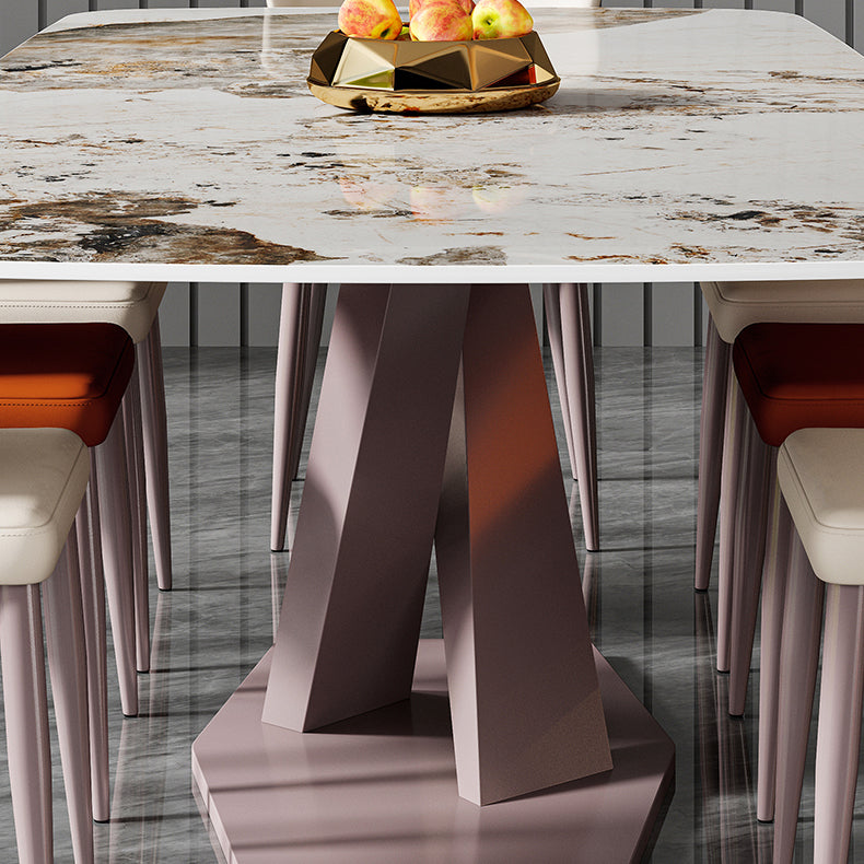 Nordic Glam Rectangle Sintered Stone Dining Table Set 1/4/5/6/7 Pieces Dining Set Clearhalo 'Dining Room Sets' 'Dining Tables & Seating' 'dining_room_set' 'furn' 'furn_dining_room_set' 'Furniture' 'furniture_dining_room_set' 'Kitchen & Dining Furniture' 4859671