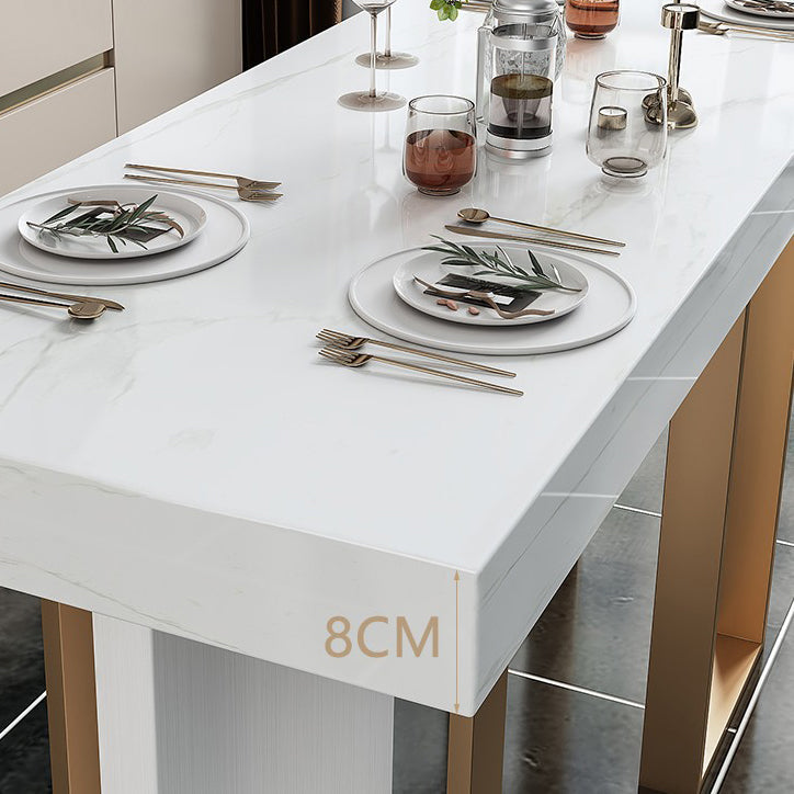 Modern Bar Table 42-inch Height White Artificial Marble Top and Metal Base Bistro Table Clearhalo 'Bar Furniture' 'Bar Tables' 'bar_tables' 'furn' 'furn_bar_tables' 'Furniture' 'furniture_bar_tables' 'Kitchen & Dining Furniture' 4859681