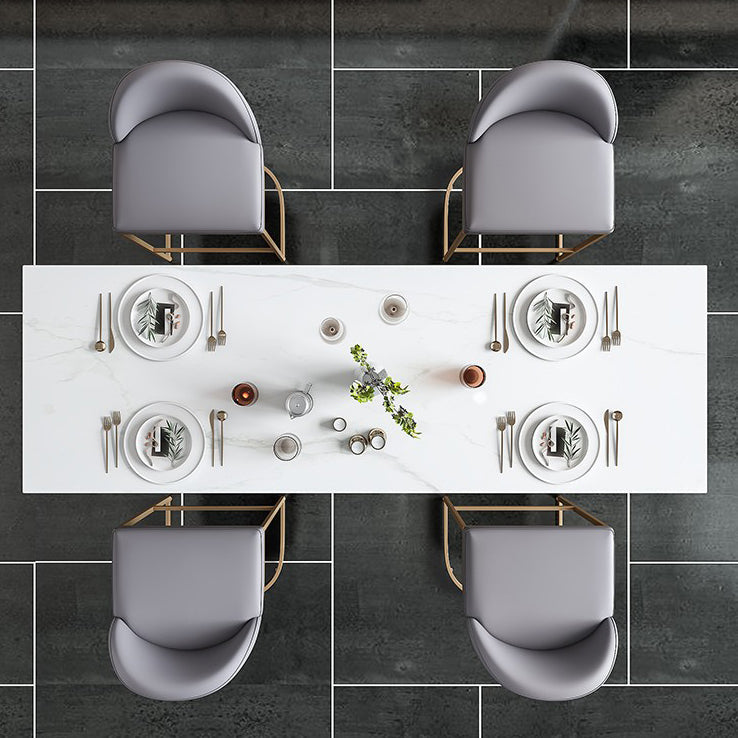 Modern Bar Table 42-inch Height White Artificial Marble Top and Metal Base Bistro Table Clearhalo 'Bar Furniture' 'Bar Tables' 'bar_tables' 'furn' 'furn_bar_tables' 'Furniture' 'furniture_bar_tables' 'Kitchen & Dining Furniture' 4859684