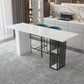 Stone Bar Dining Table Modern Rectangle Bar Table with Double Pedestal for Kitchen 47.2"L x 17.7"W x 39.4"H Without Chairs Clearhalo 'Bar Furniture' 'Bar Tables' 'bar_tables' 'furn' 'furn_bar_tables' 'Furniture' 'furniture_bar_tables' 'Kitchen & Dining Furniture' 4859700