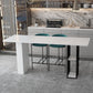 Stone Bar Dining Table Modern Rectangle Bar Table with Double Pedestal for Kitchen 63"L x 19.7"W x 39.4"H Without Chairs Clearhalo 'Bar Furniture' 'Bar Tables' 'bar_tables' 'furn' 'furn_bar_tables' 'Furniture' 'furniture_bar_tables' 'Kitchen & Dining Furniture' 4859701