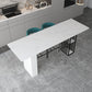 Stone Bar Dining Table Modern Rectangle Bar Table with Double Pedestal for Kitchen 70.9"L x 23.6"W x 39.4"H Without Chairs Clearhalo 'Bar Furniture' 'Bar Tables' 'bar_tables' 'furn' 'furn_bar_tables' 'Furniture' 'furniture_bar_tables' 'Kitchen & Dining Furniture' 4859702