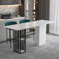 Stone Bar Dining Table Modern Rectangle Bar Table with Double Pedestal for Kitchen 78.7"L x 23.6"W x 39.4"H Without Chairs Clearhalo 'Bar Furniture' 'Bar Tables' 'bar_tables' 'furn' 'furn_bar_tables' 'Furniture' 'furniture_bar_tables' 'Kitchen & Dining Furniture' 4859703