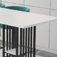 Stone Bar Dining Table Modern Rectangle Bar Table with Double Pedestal for Kitchen Clearhalo 'Bar Furniture' 'Bar Tables' 'bar_tables' 'furn' 'furn_bar_tables' 'Furniture' 'furniture_bar_tables' 'Kitchen & Dining Furniture' 4859706