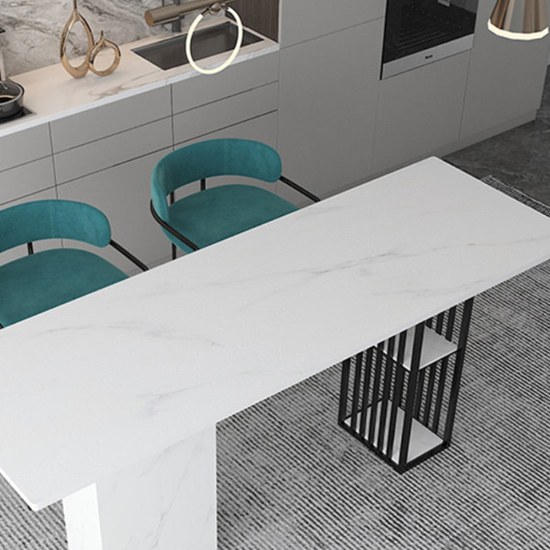 Stone Bar Dining Table Modern Rectangle Bar Table with Double Pedestal for Kitchen Clearhalo 'Bar Furniture' 'Bar Tables' 'bar_tables' 'furn' 'furn_bar_tables' 'Furniture' 'furniture_bar_tables' 'Kitchen & Dining Furniture' 4859708