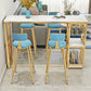 Stone Bar Dining Table Glam Rectangle Bar Table with Double Pedestal for Dining Room 70.9"L x 15.7"W x 41.3"H White Without Chairs Clearhalo 'Bar Furniture' 'Bar Tables' 'bar_tables' 'furn' 'furn_bar_tables' 'Furniture' 'furniture_bar_tables' 'Kitchen & Dining Furniture' 4861312