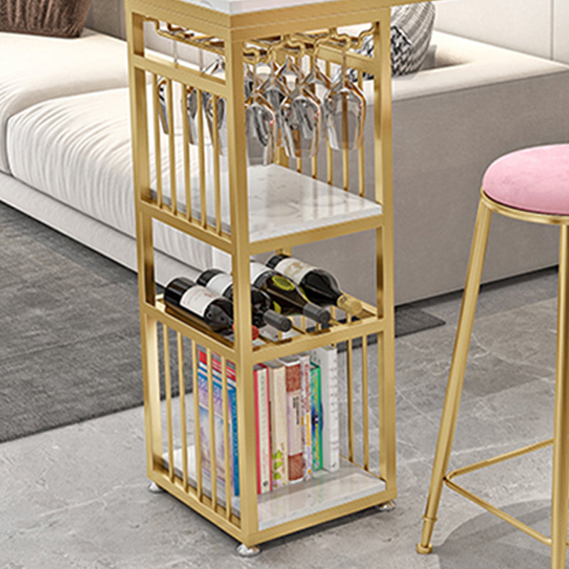 Stone Bar Dining Table Glam Rectangle Bar Table with Double Pedestal for Dining Room Clearhalo 'Bar Furniture' 'Bar Tables' 'bar_tables' 'furn' 'furn_bar_tables' 'Furniture' 'furniture_bar_tables' 'Kitchen & Dining Furniture' 4861313