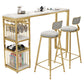 Stone Bar Dining Table Glam Rectangle Bar Table with Double Pedestal for Dining Room Clearhalo 'Bar Furniture' 'Bar Tables' 'bar_tables' 'furn' 'furn_bar_tables' 'Furniture' 'furniture_bar_tables' 'Kitchen & Dining Furniture' 4861314