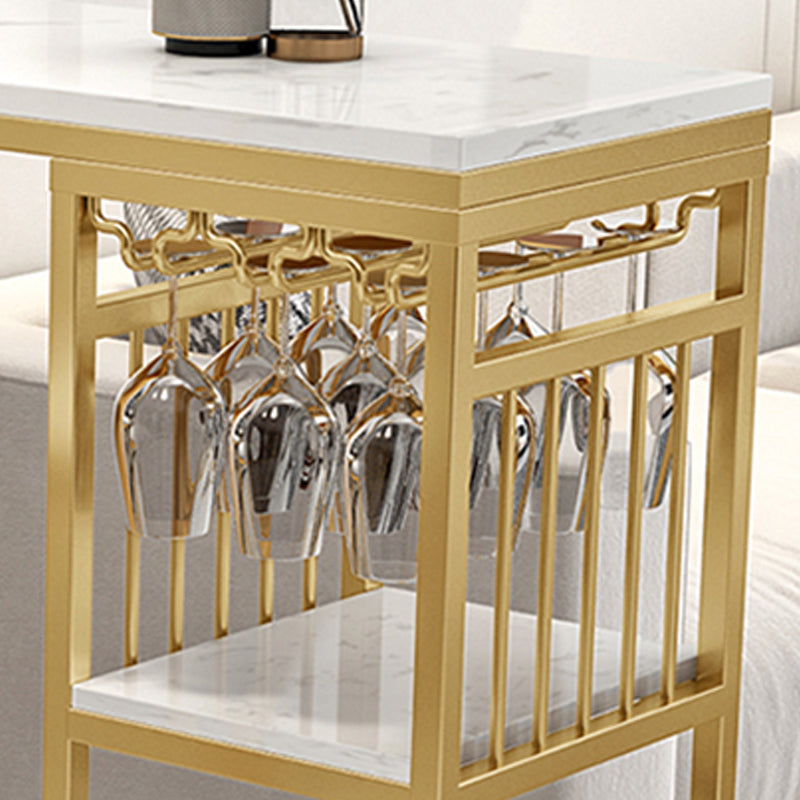 Stone Bar Dining Table Glam Rectangle Bar Table with Double Pedestal for Dining Room Clearhalo 'Bar Furniture' 'Bar Tables' 'bar_tables' 'furn' 'furn_bar_tables' 'Furniture' 'furniture_bar_tables' 'Kitchen & Dining Furniture' 4861315