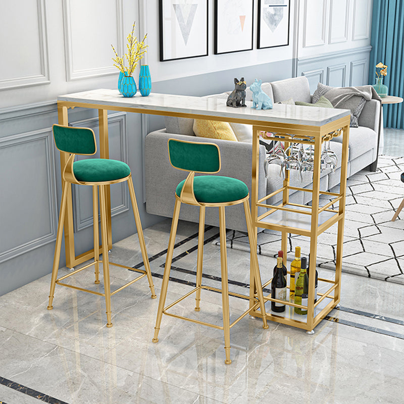 Stone Bar Dining Table Glam Rectangle Bar Table with Double Pedestal for Dining Room Clearhalo 'Bar Furniture' 'Bar Tables' 'bar_tables' 'furn' 'furn_bar_tables' 'Furniture' 'furniture_bar_tables' 'Kitchen & Dining Furniture' 4861319
