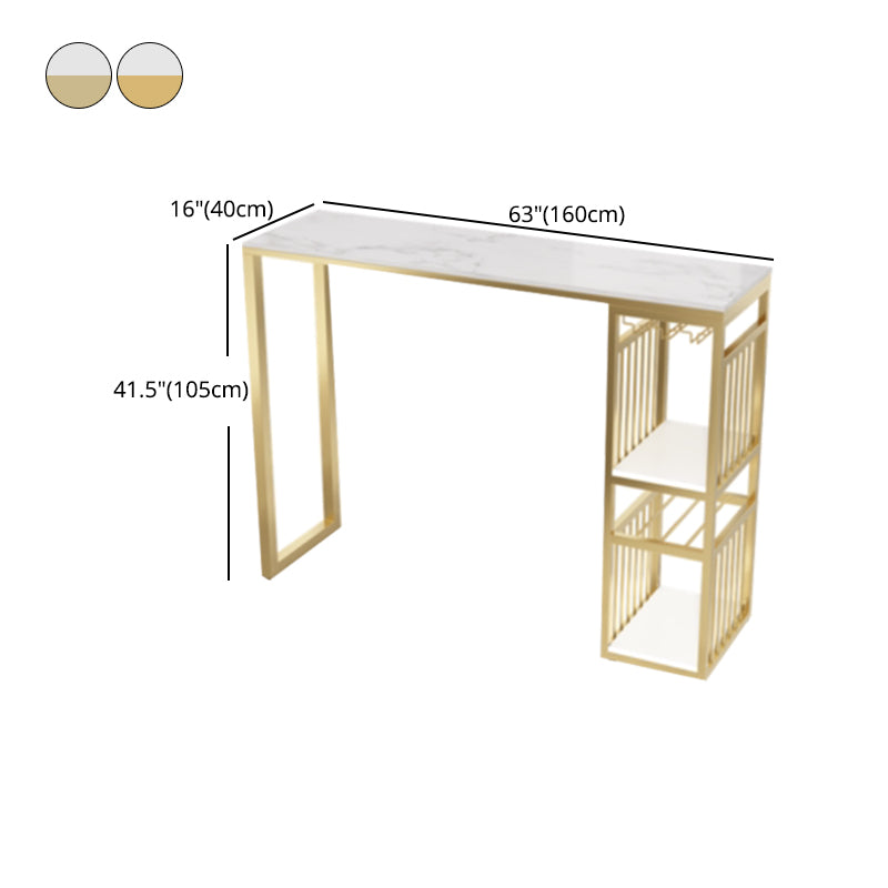 Stone Bar Dining Table Glam Rectangle Bar Table with Double Pedestal for Dining Room Clearhalo 'Bar Furniture' 'Bar Tables' 'bar_tables' 'furn' 'furn_bar_tables' 'Furniture' 'furniture_bar_tables' 'Kitchen & Dining Furniture' 4861325
