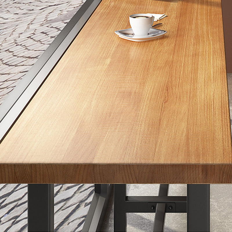 Pine Wood Bar Dining Table Industrial Bar Table with Trestle Base in Black Clearhalo 'Bar Furniture' 'Bar Tables' 'bar_tables' 'furn' 'furn_bar_tables' 'Furniture' 'furniture_bar_tables' 'Kitchen & Dining Furniture' 4861332
