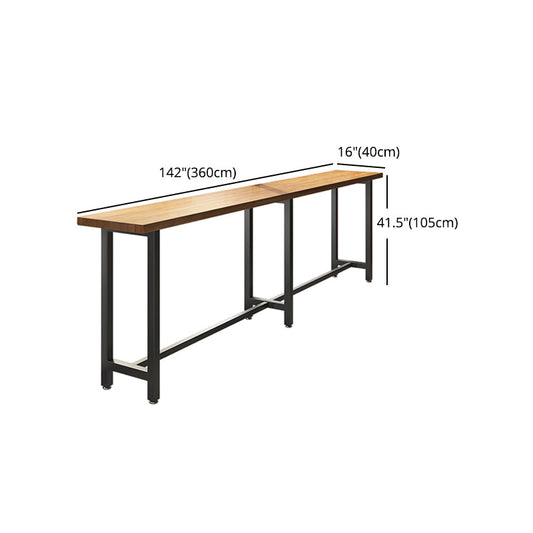 Pine Wood Bar Dining Table Industrial Bar Table with Trestle Base in Black Clearhalo 'Bar Furniture' 'Bar Tables' 'bar_tables' 'furn' 'furn_bar_tables' 'Furniture' 'furniture_bar_tables' 'Kitchen & Dining Furniture' 4861344