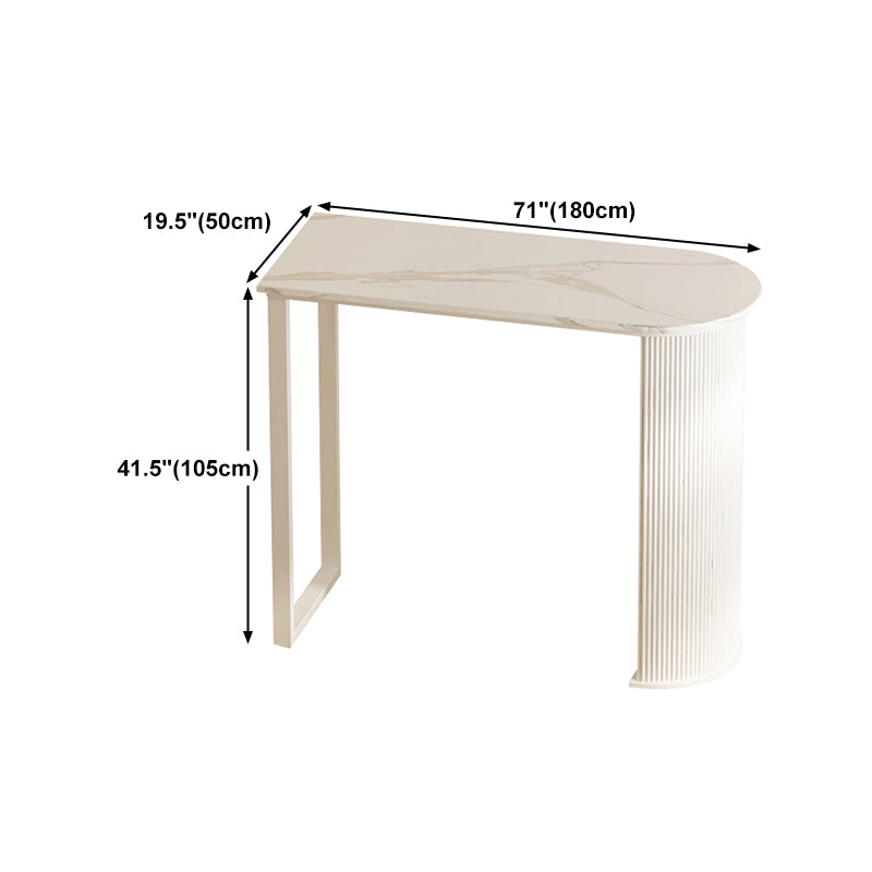 Modern Steel Bar Dining Table with Stone Top White Indoor Bistro Table Fixed Table Clearhalo 'Bar Furniture' 'Bar Tables' 'bar_tables' 'furn' 'furn_bar_tables' 'Furniture' 'furniture_bar_tables' 'Kitchen & Dining Furniture' 4861357