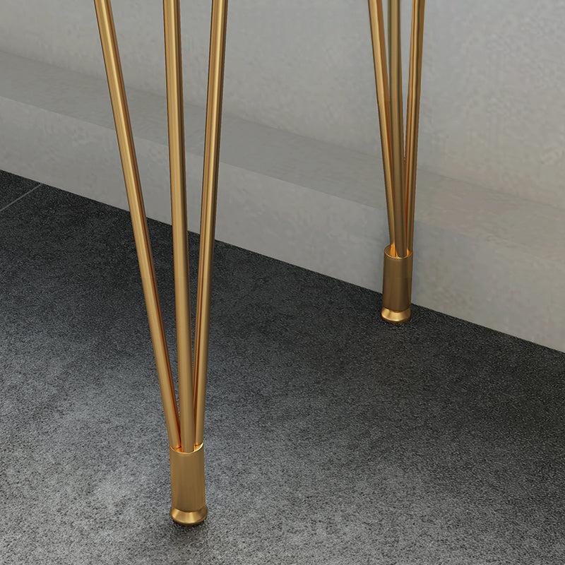 Glam Gold Iron Bar Dining Table White Stone Top Indoor Bistro Table with 4-Legs Pedestal Clearhalo 'Bar Furniture' 'Bar Tables' 'bar_tables' 'furn' 'furn_bar_tables' 'Furniture' 'furniture_bar_tables' 'Kitchen & Dining Furniture' 4861365