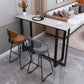 Industrial Black Iron Bar Dining Table Stone Top Indoor Bistro Table with Footrest White Without Chairs Clearhalo 'Bar Furniture' 'Bar Tables' 'bar_tables' 'furn' 'furn_bar_tables' 'Furniture' 'furniture_bar_tables' 'Kitchen & Dining Furniture' 4861374
