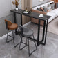 Industrial Black Iron Bar Dining Table Stone Top Indoor Bistro Table with Footrest 70.9"L x 15.7"W x 41.3"H Black Without Chairs Clearhalo 'Bar Furniture' 'Bar Tables' 'bar_tables' 'furn' 'furn_bar_tables' 'Furniture' 'furniture_bar_tables' 'Kitchen & Dining Furniture' 4861376