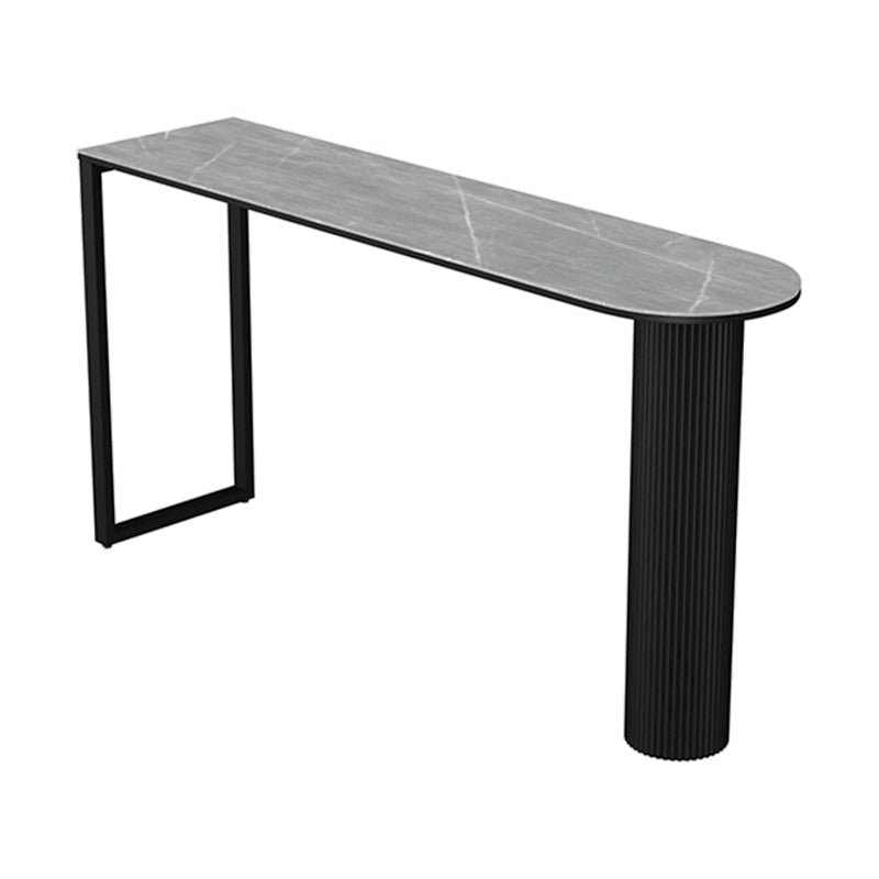 Industrial Iron Bar Dining Table with Stone Top Indoor Bistro Table Fixed Table Black Gray Without Chairs Clearhalo 'Bar Furniture' 'Bar Tables' 'bar_tables' 'furn' 'furn_bar_tables' 'Furniture' 'furniture_bar_tables' 'Kitchen & Dining Furniture' 4861388
