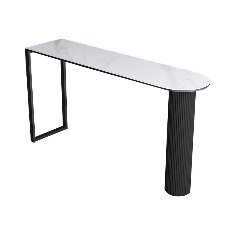 Industrial Iron Bar Dining Table with Stone Top Indoor Bistro Table Fixed Table White-Black Without Chairs Clearhalo 'Bar Furniture' 'Bar Tables' 'bar_tables' 'furn' 'furn_bar_tables' 'Furniture' 'furniture_bar_tables' 'Kitchen & Dining Furniture' 4861391
