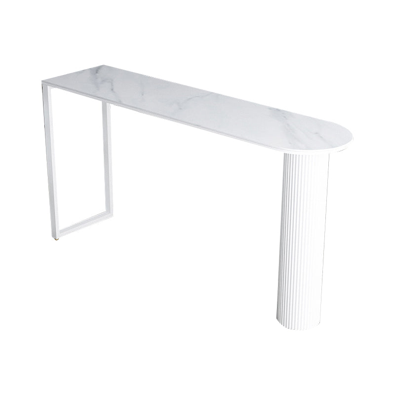 Industrial Iron Bar Dining Table with Stone Top Indoor Bistro Table Fixed Table White Without Chairs Clearhalo 'Bar Furniture' 'Bar Tables' 'bar_tables' 'furn' 'furn_bar_tables' 'Furniture' 'furniture_bar_tables' 'Kitchen & Dining Furniture' 4861394