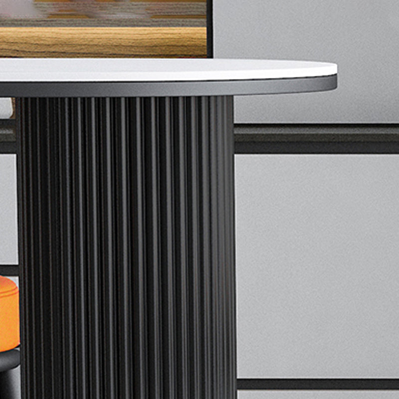 Industrial Iron Bar Dining Table with Stone Top Indoor Bistro Table Fixed Table Clearhalo 'Bar Furniture' 'Bar Tables' 'bar_tables' 'furn' 'furn_bar_tables' 'Furniture' 'furniture_bar_tables' 'Kitchen & Dining Furniture' 4861398