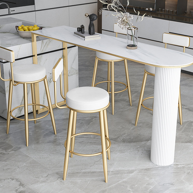 Industrial Iron Bar Dining Table with Stone Top Indoor Bistro Table Fixed Table Clearhalo 'Bar Furniture' 'Bar Tables' 'bar_tables' 'furn' 'furn_bar_tables' 'Furniture' 'furniture_bar_tables' 'Kitchen & Dining Furniture' 4861399