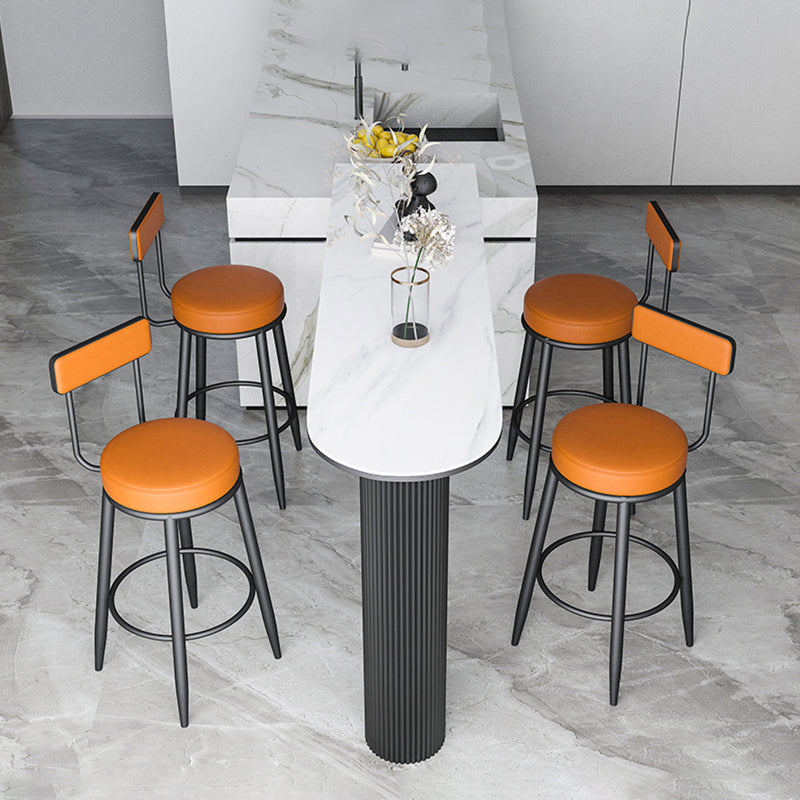 Industrial Iron Bar Dining Table with Stone Top Indoor Bistro Table Fixed Table Clearhalo 'Bar Furniture' 'Bar Tables' 'bar_tables' 'furn' 'furn_bar_tables' 'Furniture' 'furniture_bar_tables' 'Kitchen & Dining Furniture' 4861401