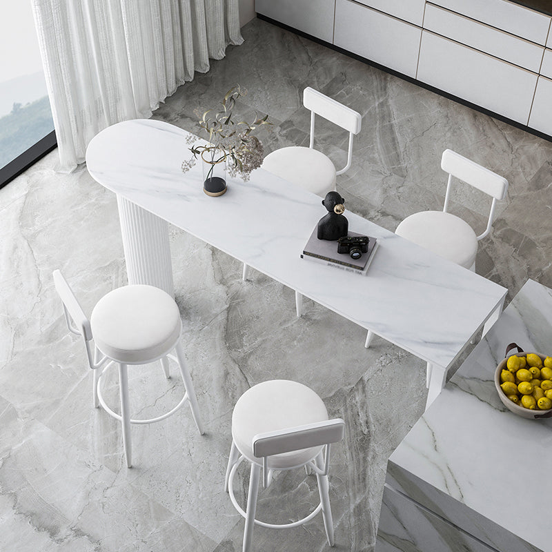 Industrial Iron Bar Dining Table with Stone Top Indoor Bistro Table Fixed Table Clearhalo 'Bar Furniture' 'Bar Tables' 'bar_tables' 'furn' 'furn_bar_tables' 'Furniture' 'furniture_bar_tables' 'Kitchen & Dining Furniture' 4861402