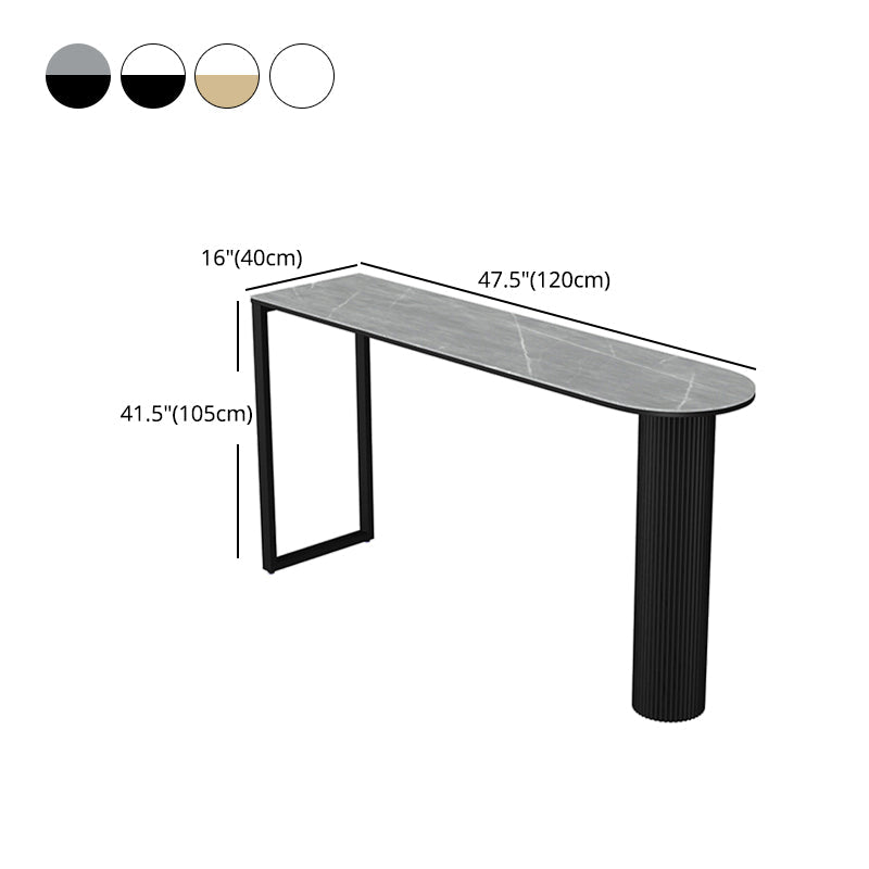Industrial Iron Bar Dining Table with Stone Top Indoor Bistro Table Fixed Table Clearhalo 'Bar Furniture' 'Bar Tables' 'bar_tables' 'furn' 'furn_bar_tables' 'Furniture' 'furniture_bar_tables' 'Kitchen & Dining Furniture' 4861404