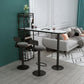 Modern Iron Bistro Table White Faux Marble Top Indoor Bar Dining Table with Wine Rack 78.7"L x 15.7"W x 41.3"H Black Without Chairs Clearhalo 'Bar Furniture' 'Bar Tables' 'bar_tables' 'furn' 'furn_bar_tables' 'Furniture' 'furniture_bar_tables' 'Kitchen & Dining Furniture' 4861408