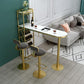 Modern Iron Bistro Table White Faux Marble Top Indoor Bar Dining Table with Wine Rack 70.9"L x 15.7"W x 41.3"H Gold Without Chairs Clearhalo 'Bar Furniture' 'Bar Tables' 'bar_tables' 'furn' 'furn_bar_tables' 'Furniture' 'furniture_bar_tables' 'Kitchen & Dining Furniture' 4861410