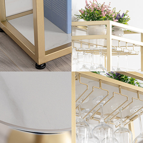 Modern Iron Bistro Table White Faux Marble Top Indoor Bar Dining Table with Wine Rack Clearhalo 'Bar Furniture' 'Bar Tables' 'bar_tables' 'furn' 'furn_bar_tables' 'Furniture' 'furniture_bar_tables' 'Kitchen & Dining Furniture' 4861414