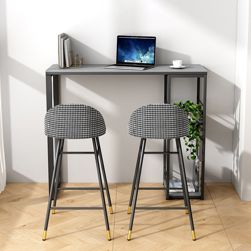 Industrial Iron Bar Dining Table Stone Top Rectangle Indoor Bistro Table with Shelf Clearhalo 'Bar Furniture' 'Bar Tables' 'bar_tables' 'furn' 'furn_bar_tables' 'Furniture' 'furniture_bar_tables' 'Kitchen & Dining Furniture' 4861432