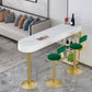 Glam Gold Iron Bar Dining Table White Stone Top Indoor Bistro Table with Drawer 70.9"L x 15.7"W x 41.3"H Without Chairs Clearhalo 'Bar Furniture' 'Bar Tables' 'bar_tables' 'furn' 'furn_bar_tables' 'Furniture' 'furniture_bar_tables' 'Kitchen & Dining Furniture' 4861435