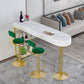 Glam Gold Iron Bar Dining Table White Stone Top Indoor Bistro Table with Drawer 55.1"L x 15.7"W x 41.3"H Without Chairs Clearhalo 'Bar Furniture' 'Bar Tables' 'bar_tables' 'furn' 'furn_bar_tables' 'Furniture' 'furniture_bar_tables' 'Kitchen & Dining Furniture' 4861437