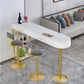 Glam Gold Iron Bar Dining Table White Stone Top Indoor Bistro Table with Drawer 47.2"L x 15.7"W x 41.3"H Without Chairs Clearhalo 'Bar Furniture' 'Bar Tables' 'bar_tables' 'furn' 'furn_bar_tables' 'Furniture' 'furniture_bar_tables' 'Kitchen & Dining Furniture' 4861438