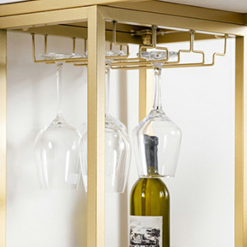 Glam Gold Iron Bar Dining Table White Stone Top Indoor Bistro Table with Drawer Clearhalo 'Bar Furniture' 'Bar Tables' 'bar_tables' 'furn' 'furn_bar_tables' 'Furniture' 'furniture_bar_tables' 'Kitchen & Dining Furniture' 4861441