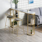 Glam Iron Bistro Table White Faux Marble Top Indoor Bar Dining Table with 2-Shelf 70.9"L x 15.7"W x 41.3"H Gold Without Chairs Clearhalo 'Bar Furniture' 'Bar Tables' 'bar_tables' 'furn' 'furn_bar_tables' 'Furniture' 'furniture_bar_tables' 'Kitchen & Dining Furniture' 4861447