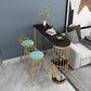 Glam Iron Bar Dining Table Stone Top Indoor Bistro Table with Shelf Gold-Black Without Chairs Clearhalo 'Bar Furniture' 'Bar Tables' 'bar_tables' 'furn' 'furn_bar_tables' 'Furniture' 'furniture_bar_tables' 'Kitchen & Dining Furniture' 4861485