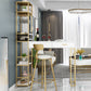 2-Drawer Modern Steel Bistro Table White Stone Top Indoor Bar Dining Table with Wine Rack 51.2"L x 15.7"W x 41.3"H Gold Without Chairs Clearhalo 'Bar Furniture' 'Bar Tables' 'bar_tables' 'furn' 'furn_bar_tables' 'Furniture' 'furniture_bar_tables' 'Kitchen & Dining Furniture' 4861501