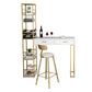 2-Drawer Modern Steel Bistro Table White Stone Top Indoor Bar Dining Table with Wine Rack Gold Without Chairs Clearhalo 'Bar Furniture' 'Bar Tables' 'bar_tables' 'furn' 'furn_bar_tables' 'Furniture' 'furniture_bar_tables' 'Kitchen & Dining Furniture' 4861504