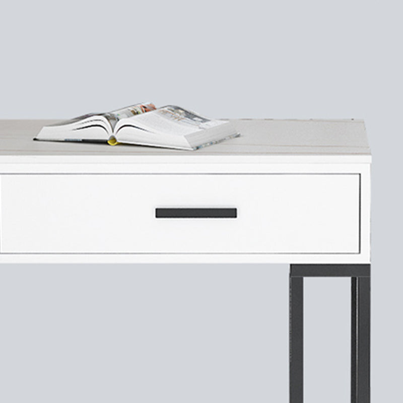 2-Drawer Modern Steel Bistro Table White Stone Top Indoor Bar Dining Table with Wine Rack Clearhalo 'Bar Furniture' 'Bar Tables' 'bar_tables' 'furn' 'furn_bar_tables' 'Furniture' 'furniture_bar_tables' 'Kitchen & Dining Furniture' 4861507