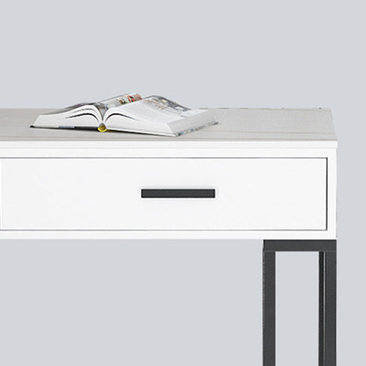 2-Drawer Modern Steel Bistro Table White Stone Top Indoor Bar Dining Table with Wine Rack Clearhalo 'Bar Furniture' 'Bar Tables' 'bar_tables' 'furn' 'furn_bar_tables' 'Furniture' 'furniture_bar_tables' 'Kitchen & Dining Furniture' 4861507