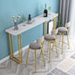 Glam Gold Iron Bar Dining Table Stone Top Indoor Bistro Table with Sled Pedestal Clearhalo 'Bar Furniture' 'Bar Tables' 'bar_tables' 'furn' 'furn_bar_tables' 'Furniture' 'furniture_bar_tables' 'Kitchen & Dining Furniture' 4861522